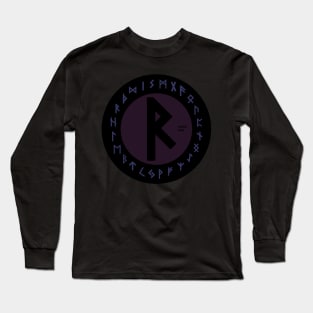 Purple Raidho Elder Futhark  | Viking Rune Symbol Long Sleeve T-Shirt